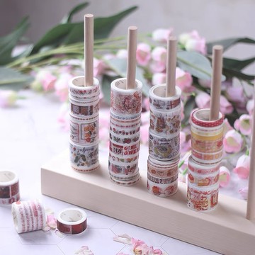 現貨🔺木質 手帳紙膠帶收納 文具展示架 桌面整理收納 膠帶收納 膠帶展示架 大腸髮圈收納 展示架 陳列架 店面佈置 擺攤