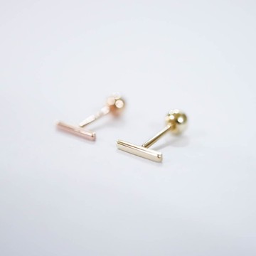 轉珠 14K 微澎細線條耳環 鎖珠耳環 可戴洗澡