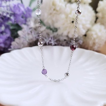 春光。水晶石榴石白鋼手作手鍊  不怕水不變色