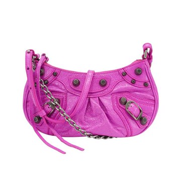 Balenciaga Le Cagole Mini 鞣製羊皮彎月二用包(695814-桃紅)