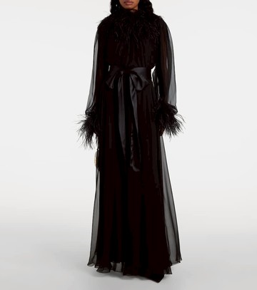 Dolce & Gabbana Feather-trimmed silk chiffon gown