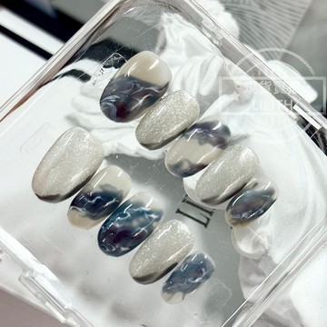 可隔日到貨！蒼玄 純手工穿戴甲 深海暈染 可拆卸手工甲 光療甲片 美甲貼片 假指甲 指甲貼 韓國美甲