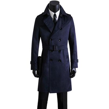 春秋韓版青年男裝雙排扣長英倫風衣修身微防水中長外套大衣大碼63