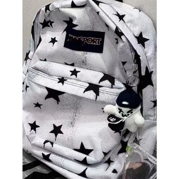 自制星星雙肩包校園百搭小眾書包印花涂鴉學生女背包輕便大容量包