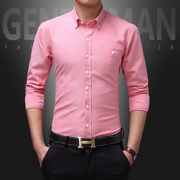 夏季男士長袖襯衫韓版修身純色職業春薄白襯衣兄弟商務寸衫純棉潮