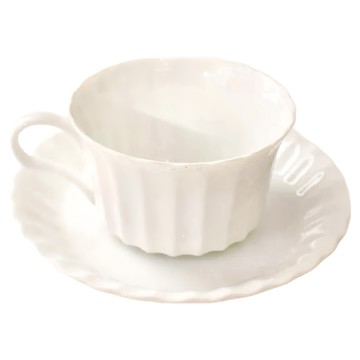 佐和陶瓷 十草杯盤組-日本製 杯寬12cm/高5.5cm/容量180mL 盤寬14.5cm/高2cm 陶瓷材質  白色  1組