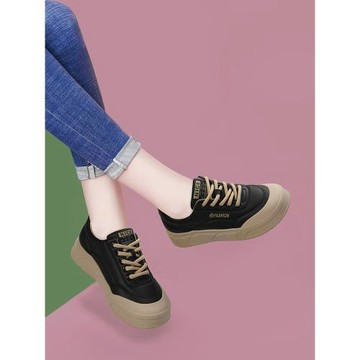 真皮板鞋女款2025年新款外穿運動鞋防滑平底休閑鞋復古百搭德訓鞋