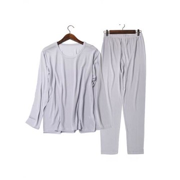 男士春秋睡衣套裝桑蠶絲真絲針織長袖長褲大碼薄款家居服兩件套