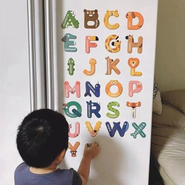 兒童動物 字母磁貼 黑闆寶寶 磁性冰箱貼 26個英文早敎 益智玩具3-6嵗