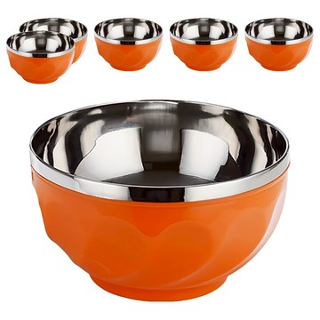 不鏽鋼雙層隔熱百合碗 6入套裝 顏色鮮豔  顏色隨機  百合碗  1組