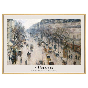 菠蘿選畫所 畢沙羅 冬日早晨的蒙馬特大道 留白版 AVAR5774D  70 x 50cm  木色
