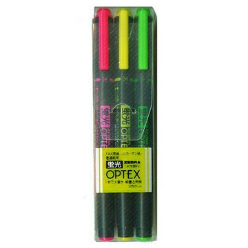 【文具通】ZEBRA 斑馬 WKCR1 OPTEX雙頭螢光筆3色組 A1040480【APP滿額下單4%點數(單一帳號最高1000點)】7/31止