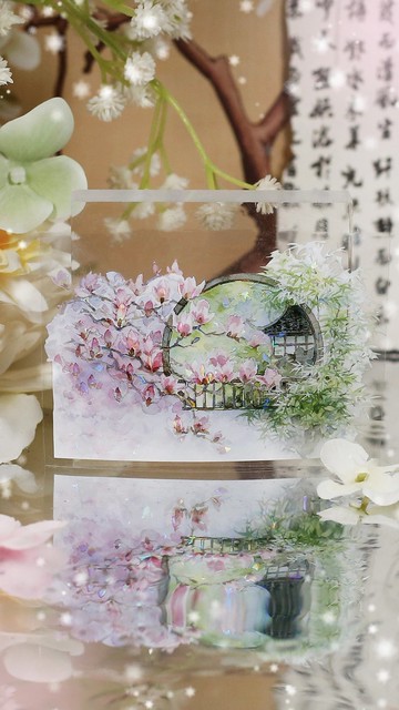 憶江南 東方庭園 山水の趣 PET 和紙膠帶 貝殼光 10米卷 巨畫幅