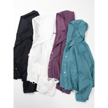 輕薄苧麻連帽短款外套 清涼骨感高支苧麻寬松長袖空調衫女夏23012