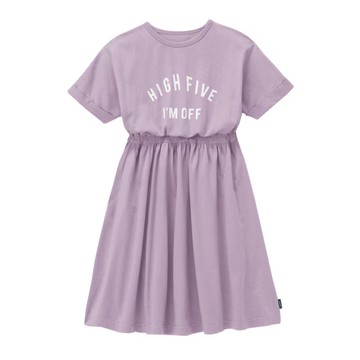 日本千趣會 - GITA 簡約印花腰鬆緊短袖洋裝-薰衣草