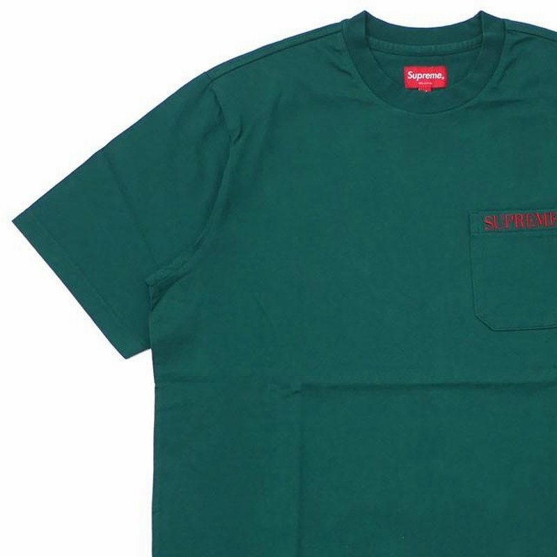 シュプリーム SUPREME Embroidered Pocket Tee Tシャツ GREEN グリーン