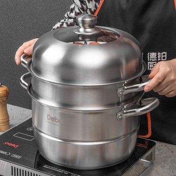 德鉑高檔加厚雙層304不銹鋼蒸鍋家用大容量湯鍋蒸饃蒸魚蒸饅頭鍋