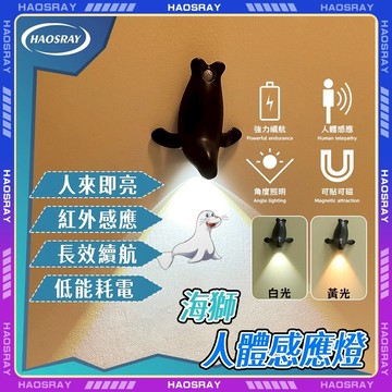 HAOSRAY🔥人體感應燈🔥led燈 海獅感應燈 磁吸感應燈 小夜燈 紅外感應 樓梯感應燈 充電小夜燈 感應燈 床邊燈