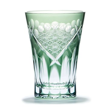 【任2件95折】收藏款｜田島硝子 扇形菊繫紋啤酒杯 江戸切子 玻璃杯 清綠色 傳統工藝 日本原裝 最佳禮物 伴手禮推薦 TK21-001-G 熱賣中!