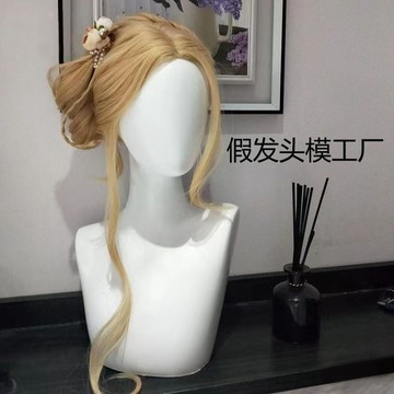 展示架假人頭 頭模 頭模支架 頭模女士模特帽子假髮飾品架圍巾架服裝店項鍊櫥窗展示架 白色带肩膀头cos发毛饰品展示架
