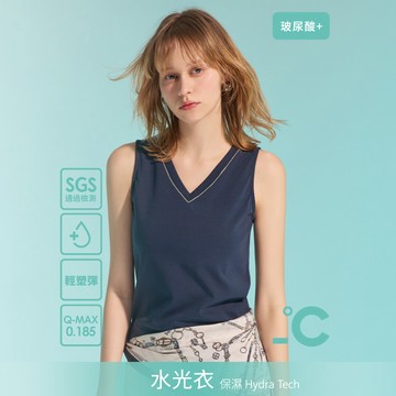 【追加到貨】SO NICE【水光衣系列】百搭V領鍊條保濕涼感玻尿酸背心上衣