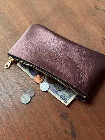 大容量鈔票包 金屬咖紫 I 鉛筆袋 收納包 出國外幣收納