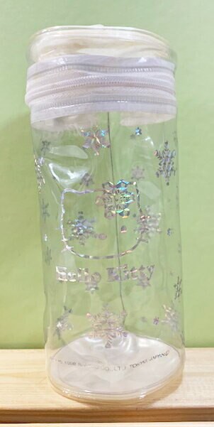 【震撼精品百貨】Hello Kitty 凱蒂貓 Hello Kitty日本SANRIO三麗鷗KITTY化妝包/筆袋-透明圓形雪花*01109 震撼日式精品百貨