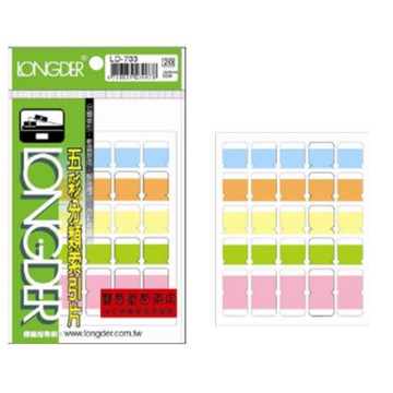 龍德LONGDER五彩雙面分類索引片/LD-703/50片/15x34mm/包