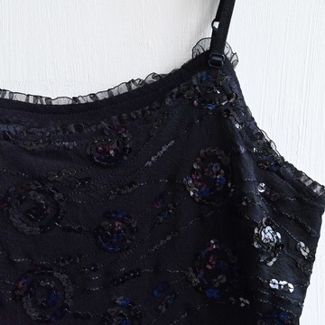 【蛋植物古著】夜雨珠飾細肩帶古著背心上衣