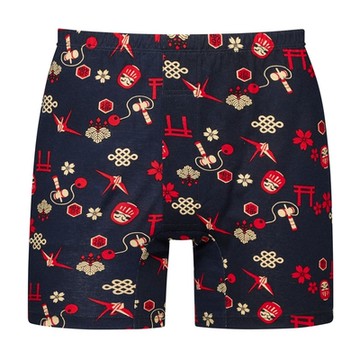 DADADO-過年新意 4L印花四角男內褲(藍黑) 天然絲光棉-吸濕排汗-GHQ306DB