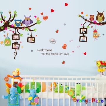 【橘果設計】貓頭鷹相框 壁貼 牆貼 壁紙 DIY組合裝飾佈置