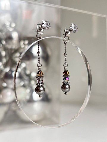 閃亮耶誕(金銀島) 星鑽水晶 不鏽鋼耳環