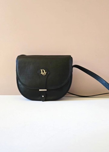 中古二手包 Dior Bobby黑金色馬鞍包 單肩包 側背包 斜背包 手袋