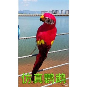仿真羽毛鸚鵡金剛鸚鵡田園裝飾羽毛工藝品園藝道具小鳥假鸚鵡