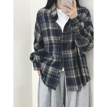 Codibook｜韓國 J-BLIN 寬鬆格紋長袖襯衫［預購］襯衫 女裝