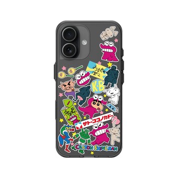 iPhone 17 Clear (相機按鈕) 酷墨灰 - 蠟筆小新 Crayon Shinchan - 蠟筆小新經典拼貼款
