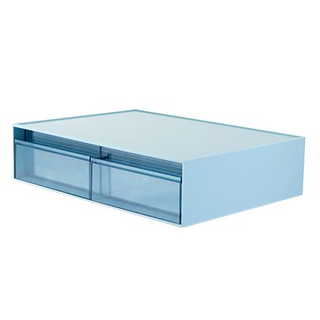 得力Deli桌上抽屜收納櫃/PK105/二格/藍色/325x240x82mm