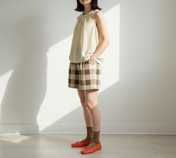 格紋燈芯絨短褲