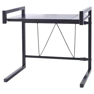 多功能可伸縮微波爐置物架  約長44~60 x 寬36 x 高42cm  黑色  1個