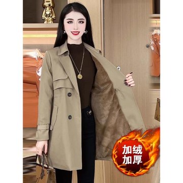 風衣女2025春秋冬新款時髦洋氣顯瘦中長款小個子百搭厚外套加絨