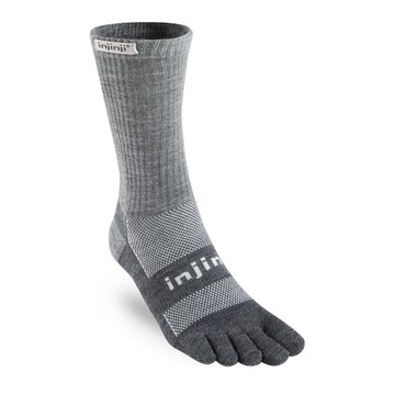├登山樂┤美國 injinji  Outdoor戶外避震羊毛五趾中筒襪 石墨色 # 7294