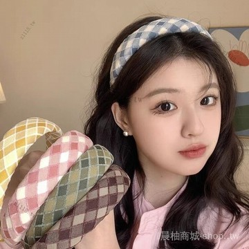 🎇可開發票✨小清新款海綿格紋髮箍甜美可愛校園風頭箍女時尚網紅個性氣質髮飾#免運