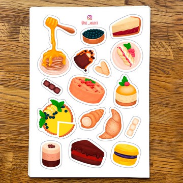 蛋糕、糖果和煎餅貼紙/剪貼簿、筆記本電腦貼紙