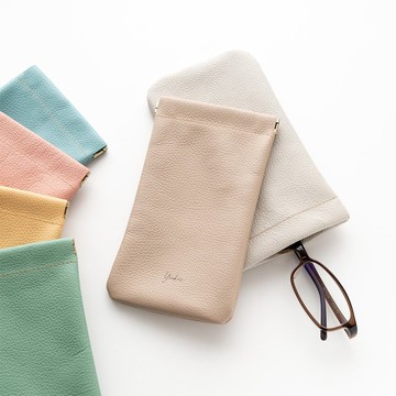 彈簧口金 眼鏡收納包 【 縮紋皮革 】 刻字 真皮 姫路皮革 眼鏡盒 筆袋 禮物 母親節 HW05K