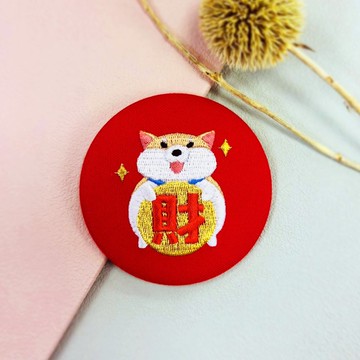 【諧音生物系列】柴圓滾滾 | 刺繡包扣鏡