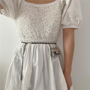 歐美鏈條金屬小包包裝飾腰帶女配飾夏季加長連衣裙子襯衫腰鏈優雅