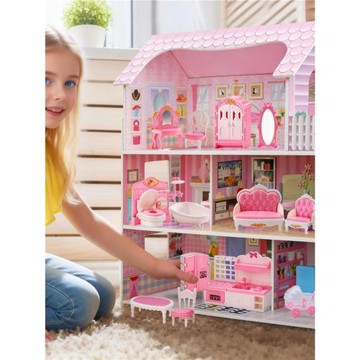 兒童過家家房子仿真木制質玩具小女男孩迷你小別墅娃娃屋生日禮物