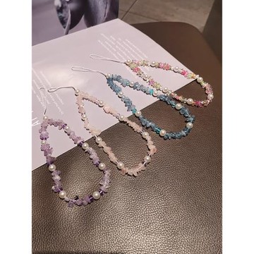 手機掛繩手腕掛鏈手工串珠復古碎石掛件精致吊墜高端掛飾手機殼防丟吊繩女款