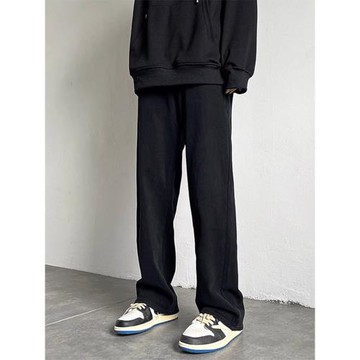 美式黑色牛仔褲男秋季寬松直筒闊腿基礎新款潮牌高街百搭休閑長褲