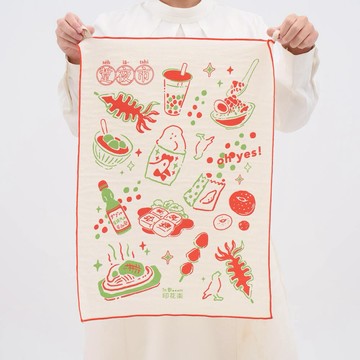 【印花樂】吸水茶巾家事布/夜市/白